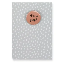 It's A Girl Badge Greetings Card by Nancy & Betty Studio