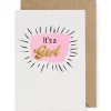 It's A Girl Embroidered Word Greetings Card by Petra Boase