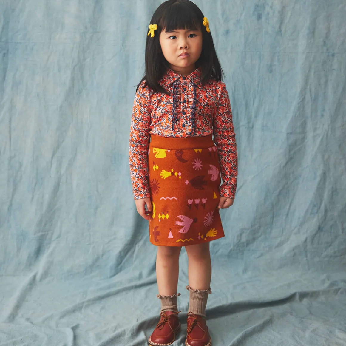 Jacqueline Skirt in Gingerbread Daleyden Fête Jacquard by Misha & Puff - Last Ones In Stock - 3-4 Years