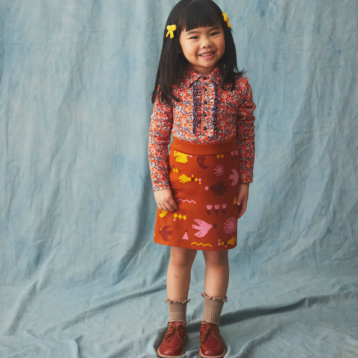Jacqueline Skirt in Gingerbread Daleyden Fête Jacquard by Misha & Puff - Last Ones In Stock - 3-4 Years