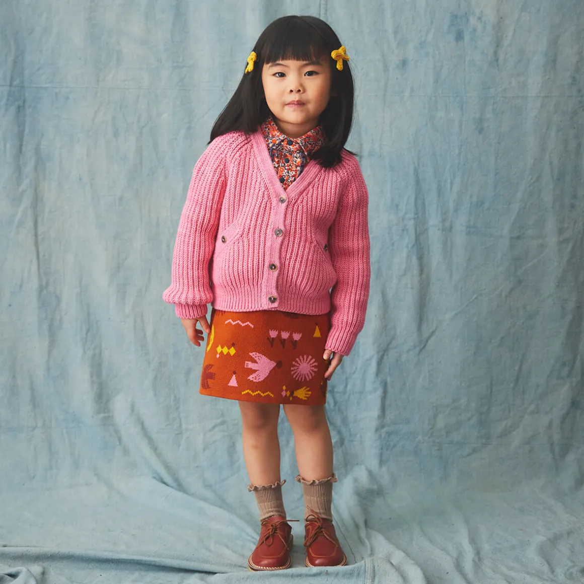 Jacqueline Skirt in Gingerbread Daleyden Fête Jacquard by Misha & Puff - Last Ones In Stock - 3-4 Years