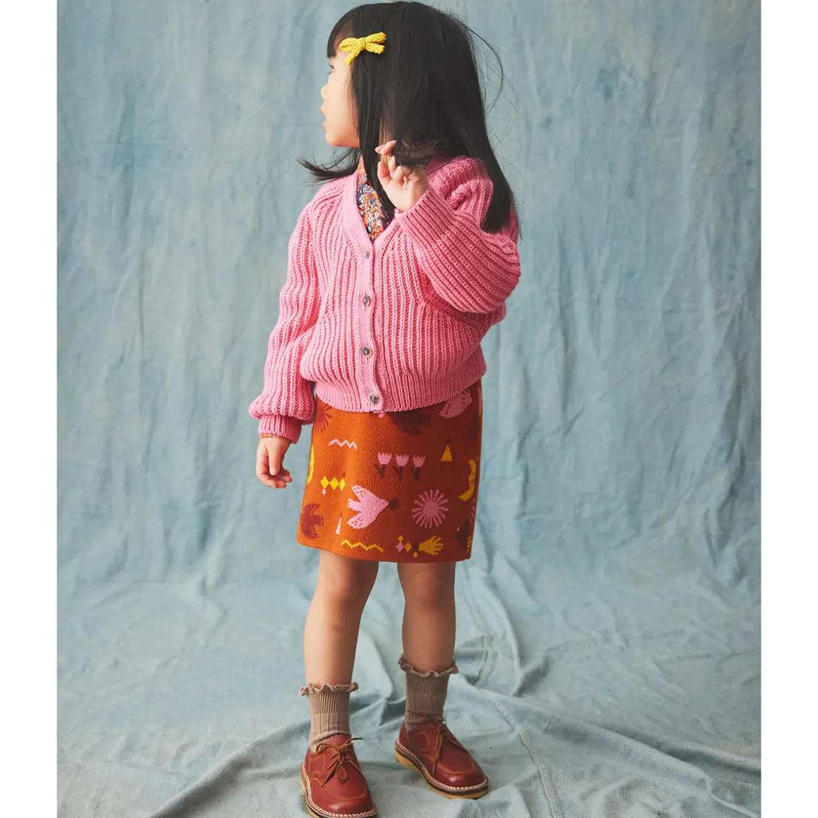 Jacqueline Skirt in Gingerbread Daleyden Fête Jacquard by Misha & Puff - Last Ones In Stock - 3-4 Years