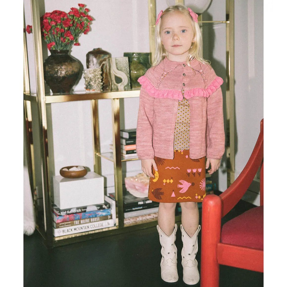 Jacqueline Skirt in Gingerbread Daleyden Fête Jacquard by Misha & Puff - Last Ones In Stock - 3-4 Years