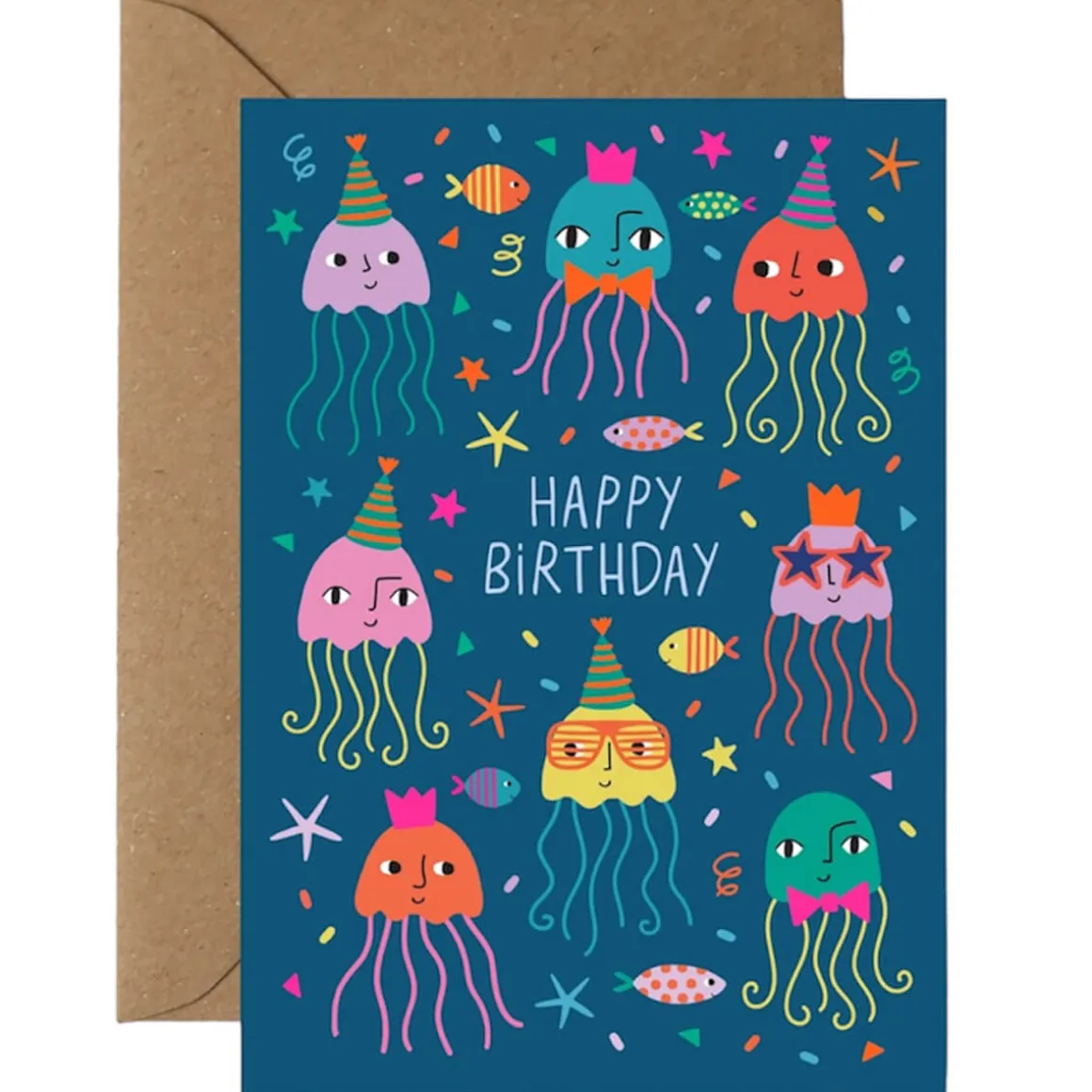 Jellyfish Party Greetings Card by Mifkins