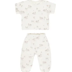 Jersey Tee + Pant Set in Swans by Quincy Mae