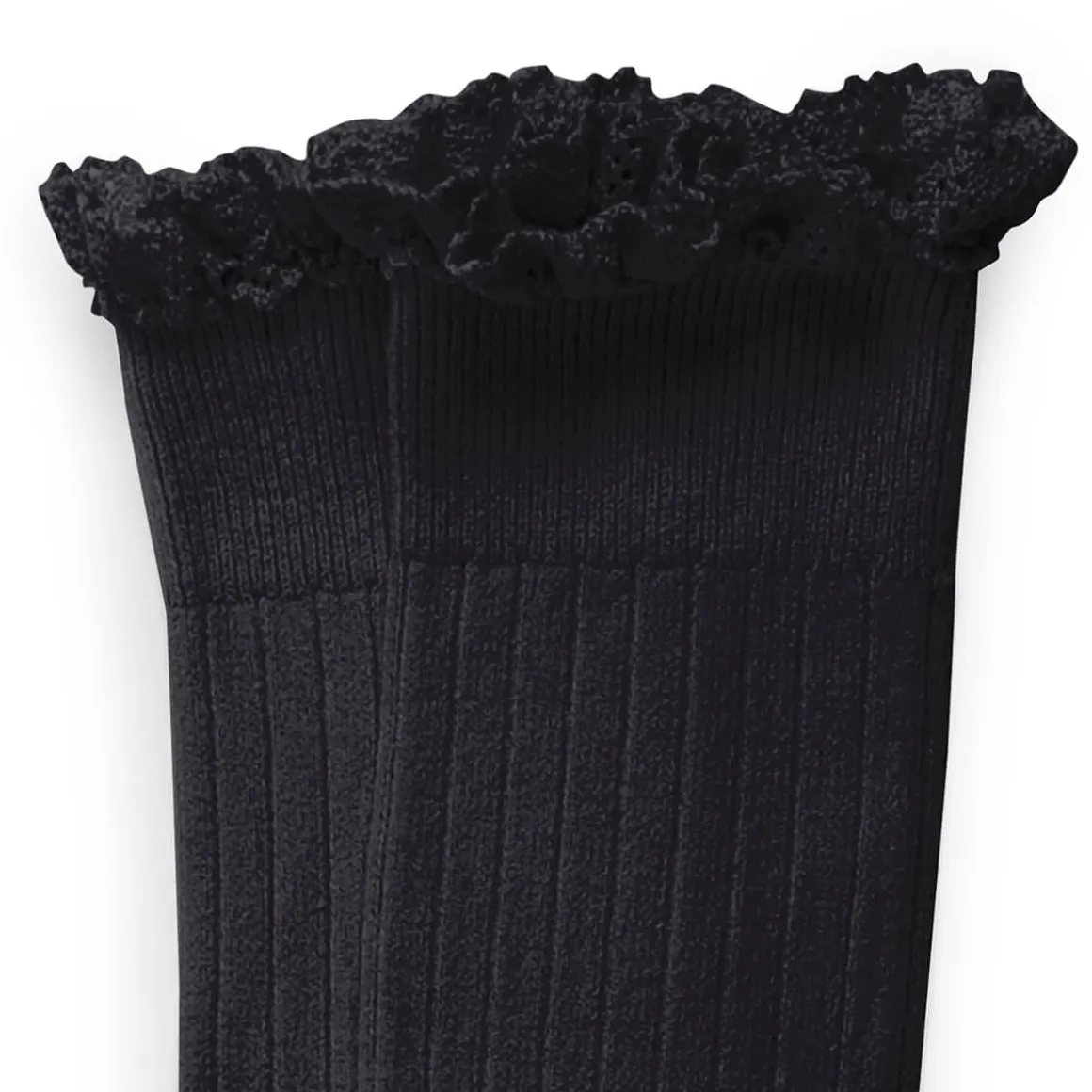 Josephine Lace Trim Ribbed Knee High Socks in Pierre de Volvic by Collegien