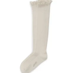 Josephine Lace Trim Ribbed Knee High Socks in Doux Agneaux by Collegien