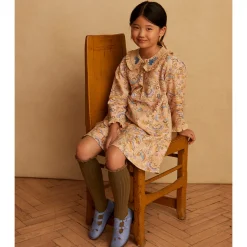 Josephine Lace Trim Ribbed Knee High Socks in Olive Du Luberon by Collegien