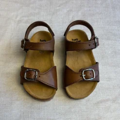 Joyce Buckle Sandals in Cuoio Brown by PèPè