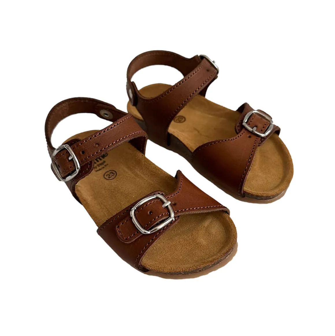 Joyce Buckle Sandals in Cuoio Brown by PèPè