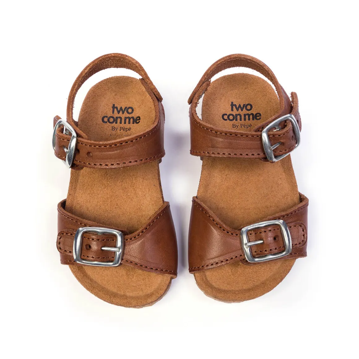Joyce Buckle Sandals in Cuoio Brown by PèPè