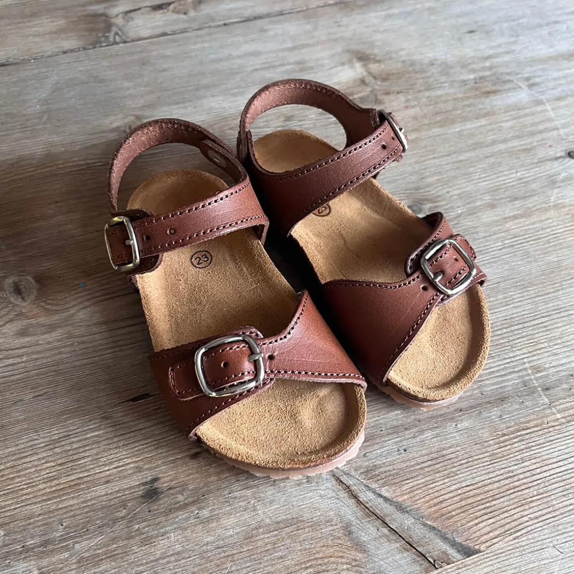 Joyce Buckle Sandals in Cuoio Brown by PèPè