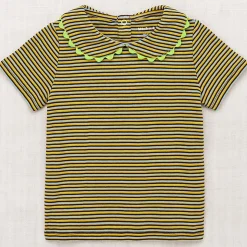 Jumbo Rickrack Collar Tee in Bark Stripe by Misha & Puff - Last Ones In Stock - 4-8 Years