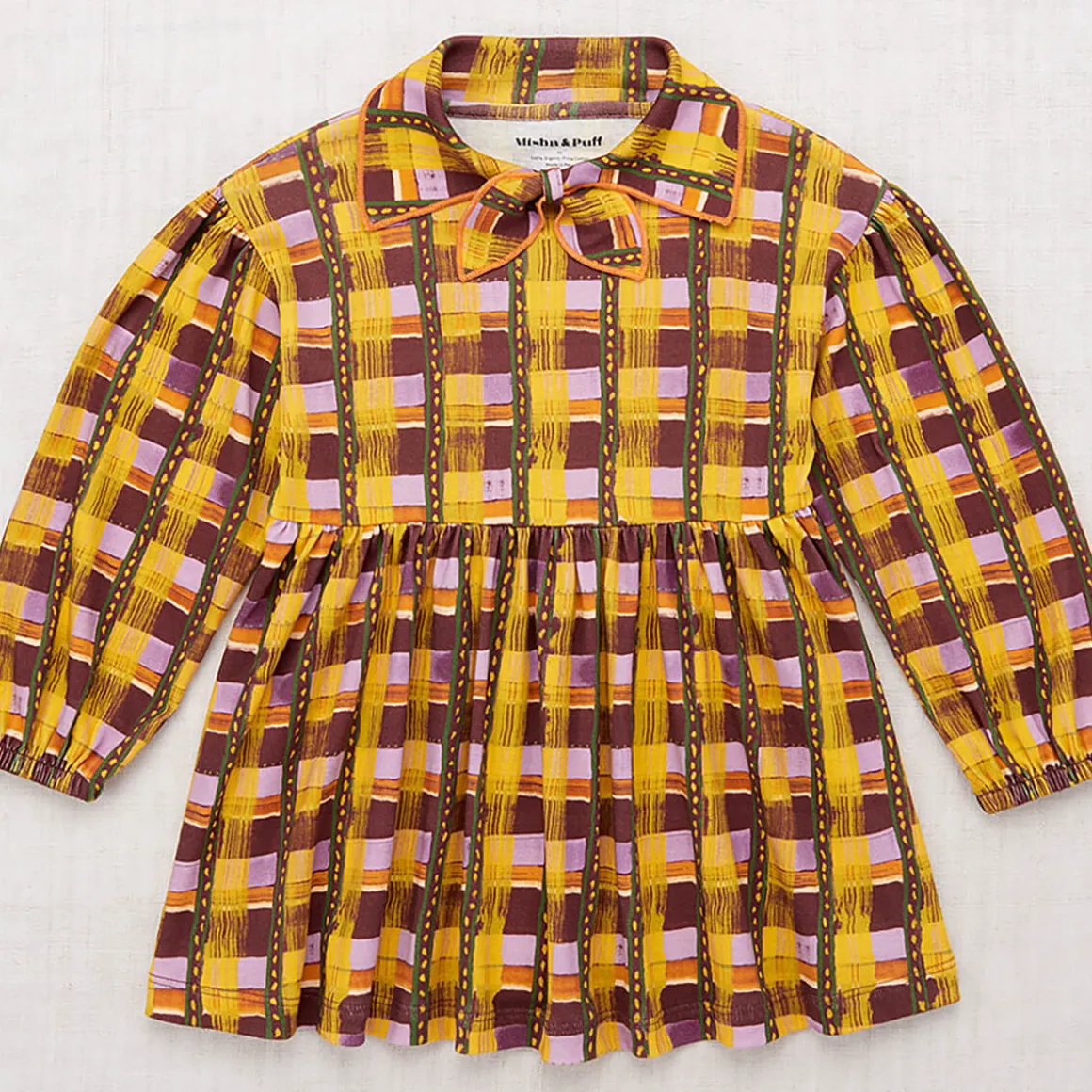 Junior Scout Dress in Plum Watercolour Plaid by Misha & Puff