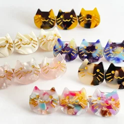 Kitty Trio Hair Clip (6cm) in Various Colours by Hello Sakura