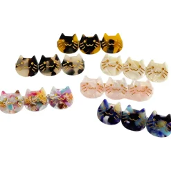 Kitty Trio Hair Clip (6cm) in Various Colours by Hello Sakura