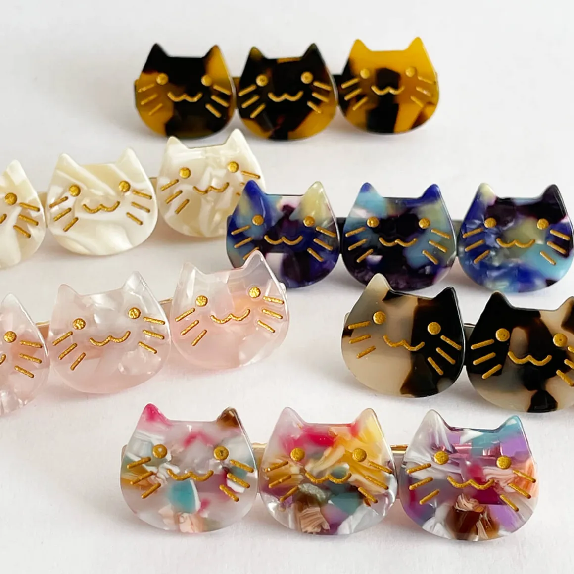 Kitty Trio Hair Clip (6cm) in Various Colours by Hello Sakura