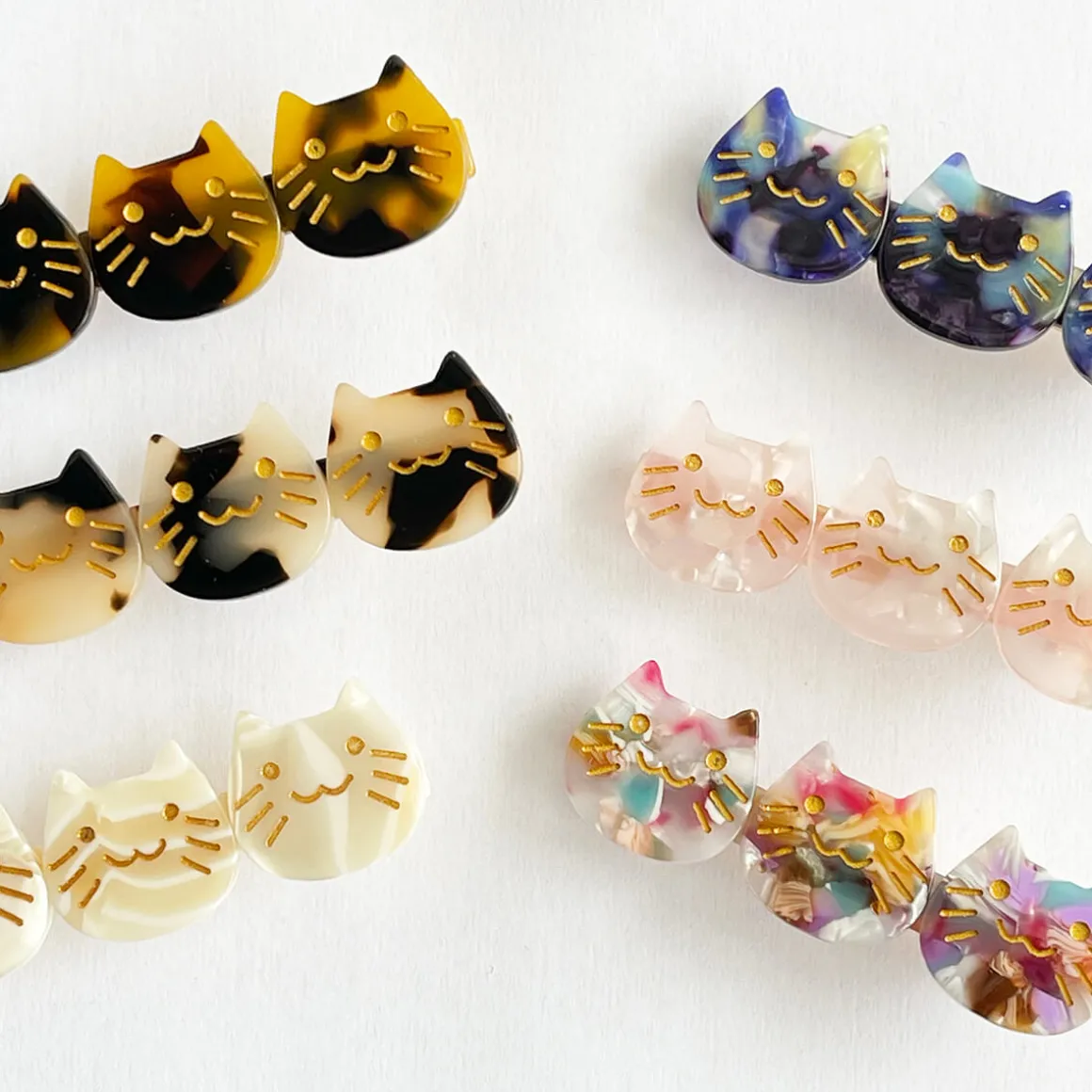 Kitty Trio Hair Clip (6cm) in Various Colours by Hello Sakura