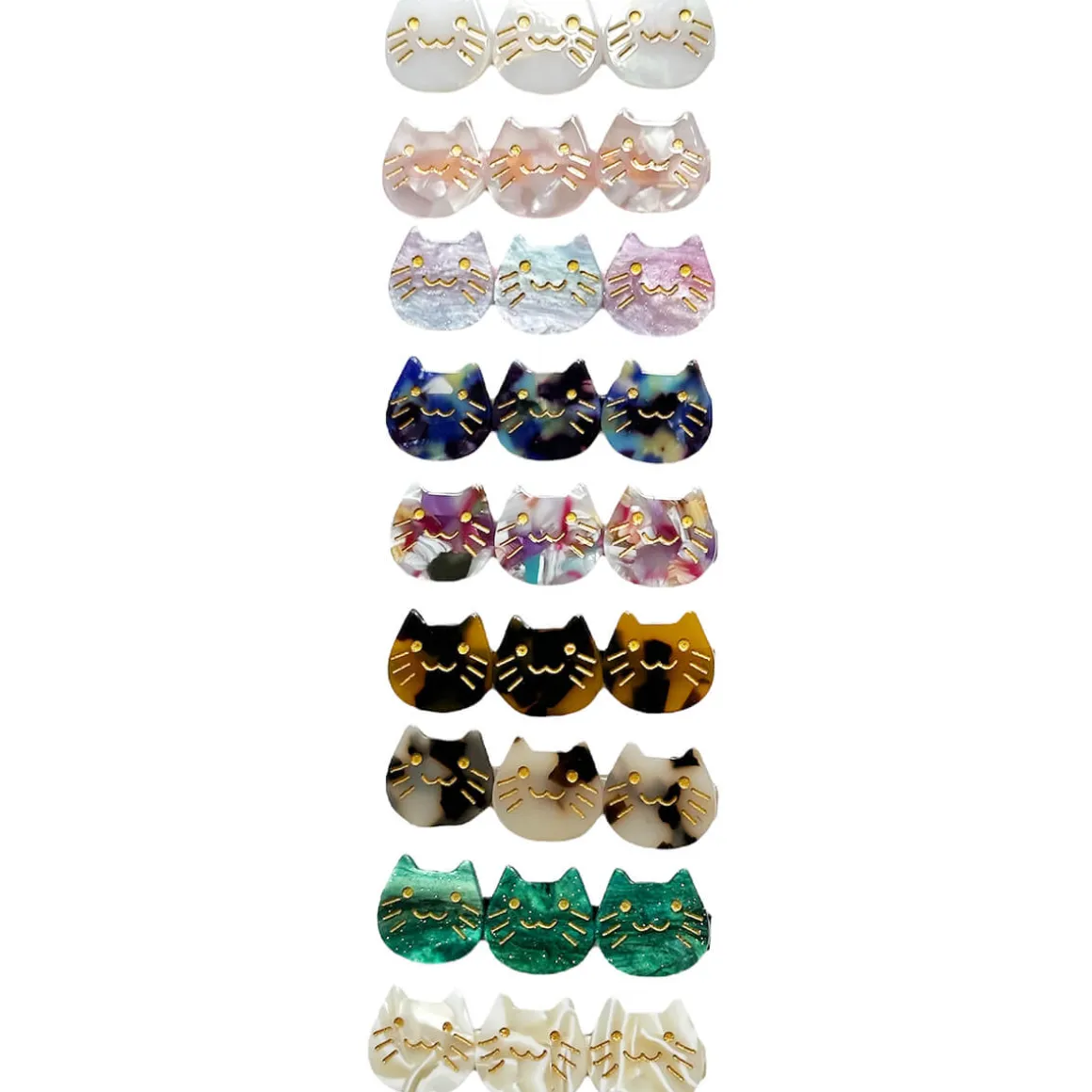 Kitty Trio Hair Clip (6cm) in Various Colours by Hello Sakura