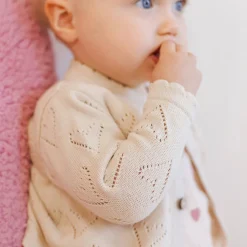 Knit Cardigan in Ivory by Quincy Mae