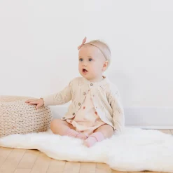 Knit Cardigan in Ivory by Quincy Mae
