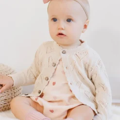 Knit Cardigan in Ivory by Quincy Mae