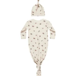 Knotted Baby Gown and Hat Set in Wildflowers by Quincy Mae