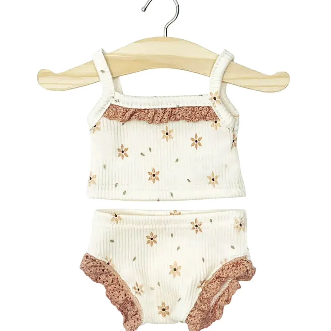 Lace Trim Girl's Underwear Set (34cm Doll) in Winter Flowers by Minikane