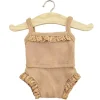 Lace Trim Ribbed Girl's Underwear Set (34cm Doll) in Brown Sugar by Minikane