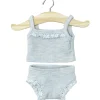 Lace Trim Ribbed Girl's Underwear Set (34cm Doll) in Bleu Chine by Minikane