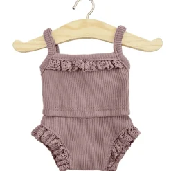 Lace Trim Ribbed Girl's Underwear Set (34cm Doll) in Dark Orchid by Minikane