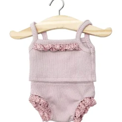 Lace Trim Ribbed Girl's Underwear Set (34cm Doll) in Old Rose by Minikane