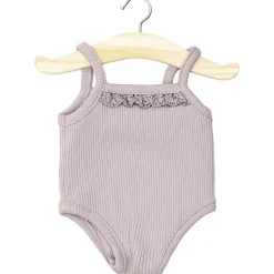 Lace Trim Ribbed Sleeveless Bodysuit (34cm Doll) in Old Rose by Minikane