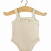 Lace Trim Ribbed Sleeveless Bodysuit (34cm Doll) in Linen by Minikane