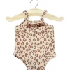 Lace Trim Ribbed Sleeveless Bodysuit (34cm Doll) in Leo Print by Minikane