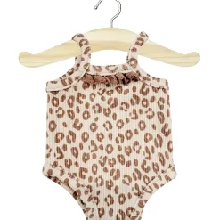 Lace Trim Ribbed Sleeveless Bodysuit (34cm Doll) in Leo Print by Minikane