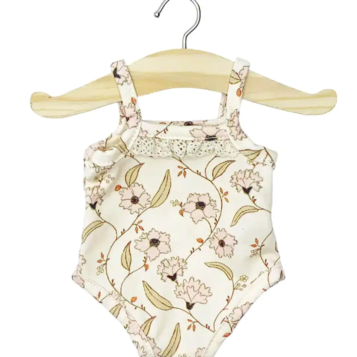 Lace Trim Ribbed Sleeveless Bodysuit (34cm Doll) in Janelle Print by Minikane