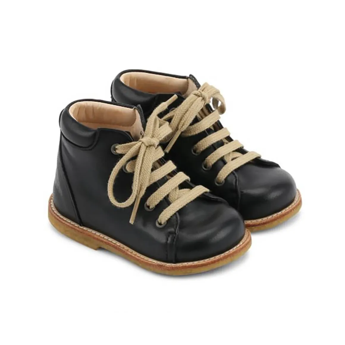 Lace Up Starter Boots in Smooth Black by Angulus