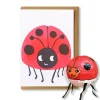 Ladybird Japanese Paper Balloon Greetings Card by Petra Boase