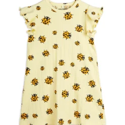 Ladybugs AOP Wing Dress in Yellow by Mini Rodini