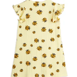 Ladybugs AOP Wing Dress in Yellow by Mini Rodini