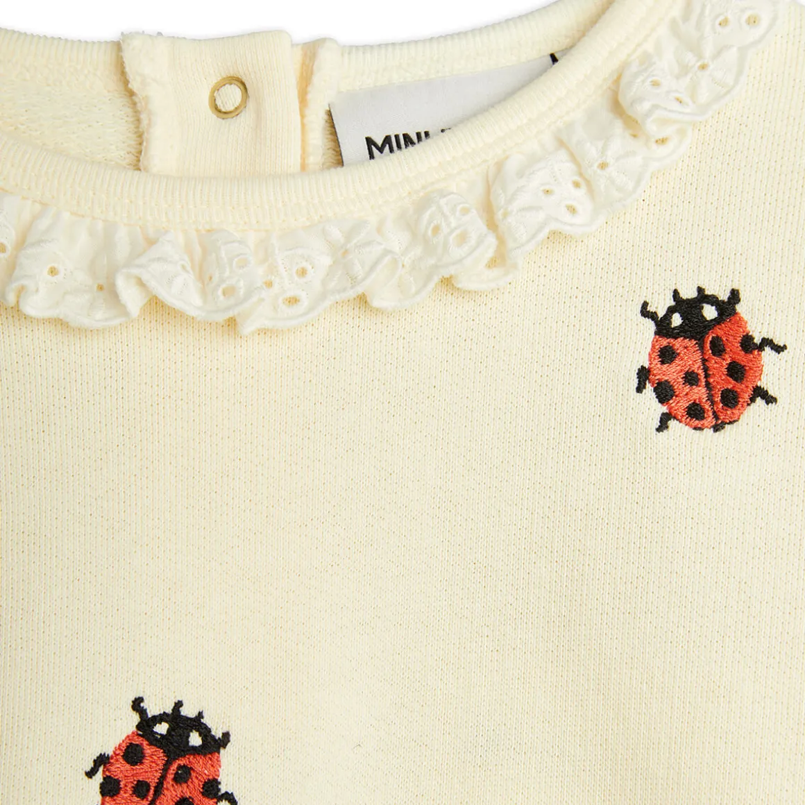 Ladybugs Embroidered Lace Sweatshirt in Off White by Mini Rodini