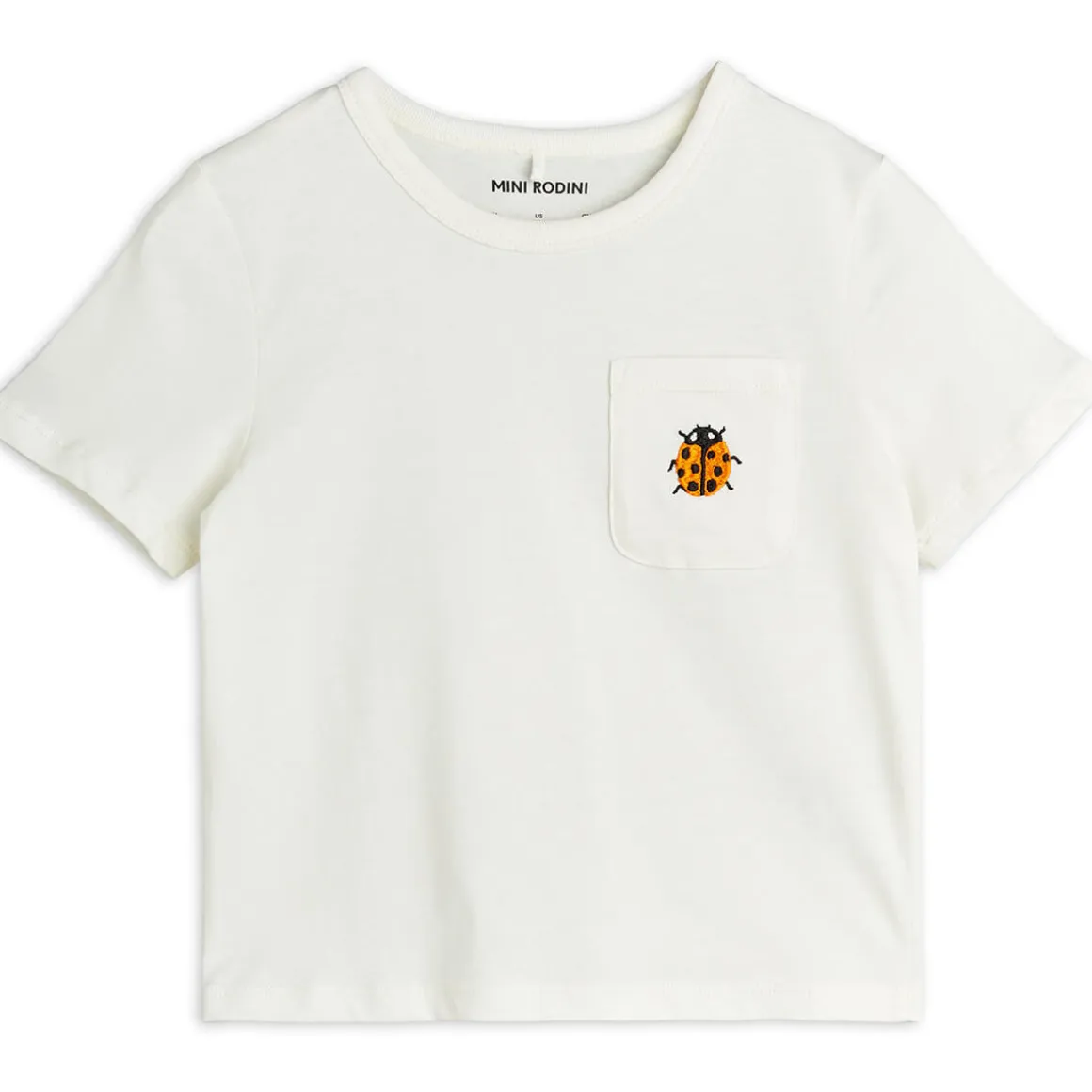 Ladybugs Embroidered T Shirt in Off White by Mini Rodini