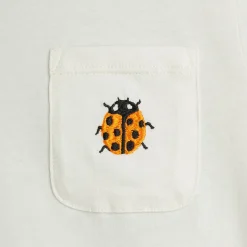 Ladybugs Embroidered T Shirt in Off White by Mini Rodini