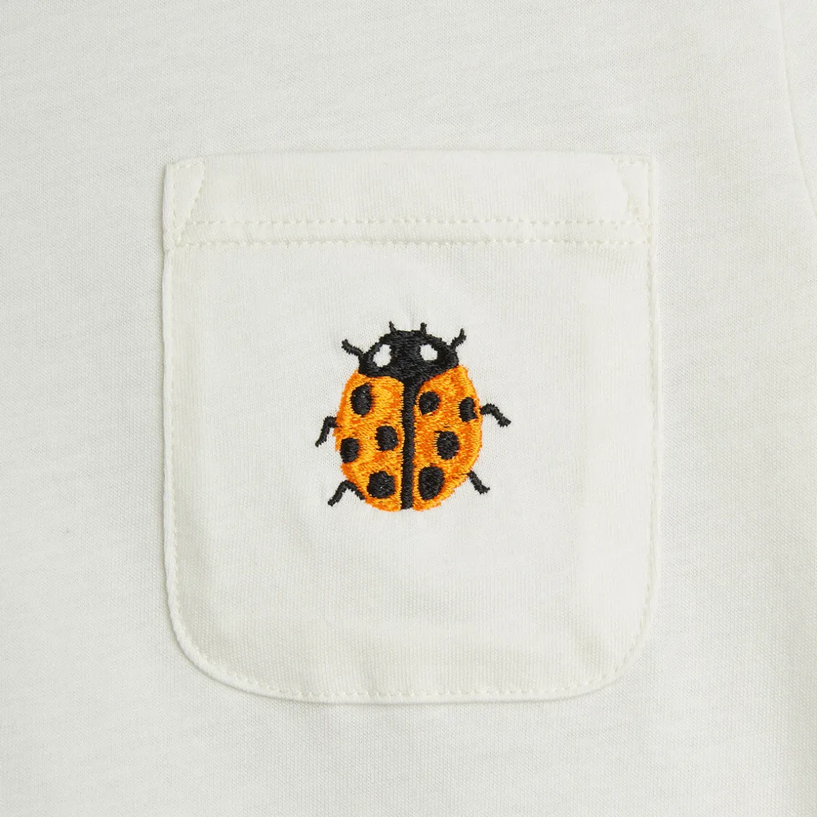 Ladybugs Embroidered T Shirt in Off White by Mini Rodini