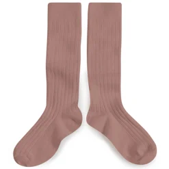 La Haute Ribbed Knee High Socks in Praline by Collegien