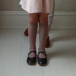 La Haute Ribbed Knee High Socks in Praline by Collegien