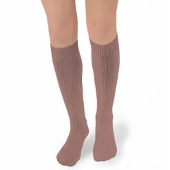La Haute Ribbed Knee High Socks in Praline by Collegien
