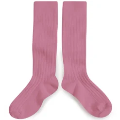 La Haute Ribbed Knee High Socks in Rose Bonbon by Collegien