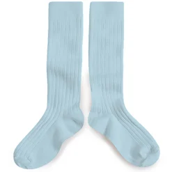 La Haute Ribbed Knee High Socks in Glacier by Collegien